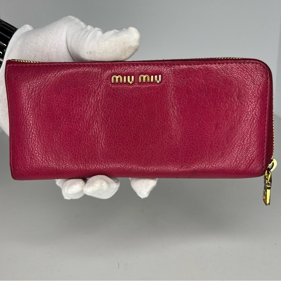 Miu Miu Handbags - 🩷Miu Miu Pink Soft Leather Zip Around Long Wallet | PRELOVED🩷